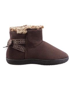 Women's Memory Foam Nora Bootfaux Fur and Bow Detail With Indoor Outdoor Comfort Sole Slipper