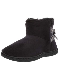 Women's Memory Foam Nora Bootfaux Fur and Bow Detail With Indoor Outdoor Comfort Sole Slipper