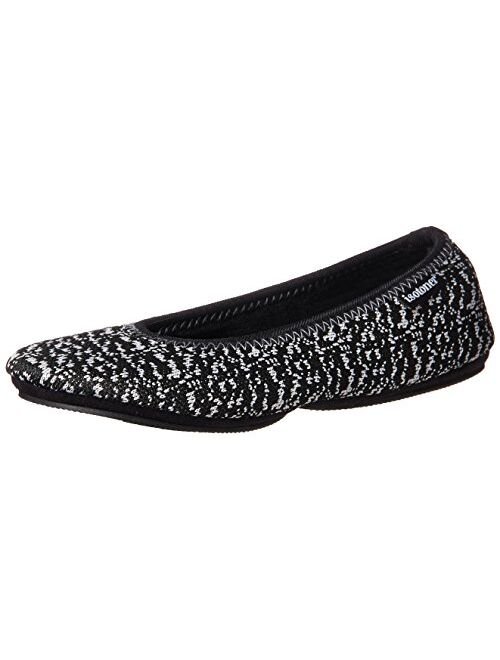 isotoner Women's Sport Knit Foldable Travel Ballerina Slipper with Carrying Pouch