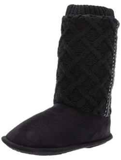 Women's Sweater Knit Tessa Tall Boot House Slipper with All Around Memory Foam Comfort