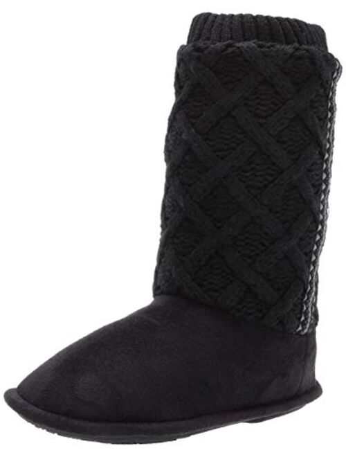 isotoner Women's Sweater Knit Tessa Tall Boot House Slipper with All Around Memory Foam Comfort