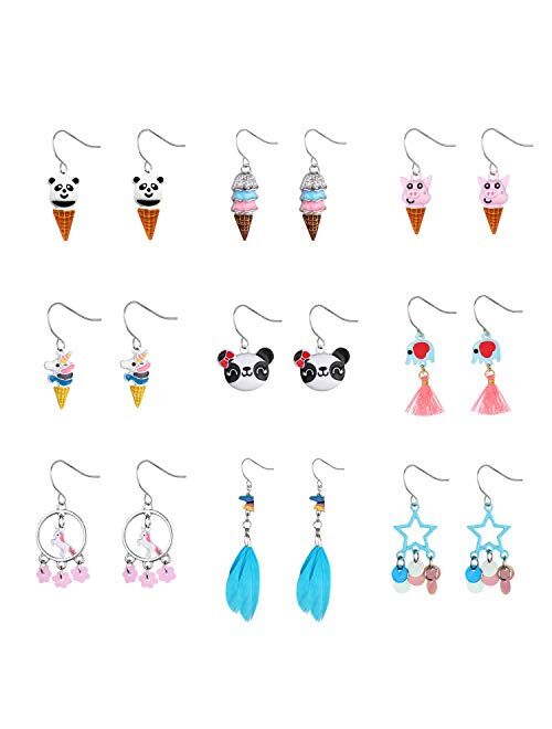 9/24/30/45 Pairs Cute Girls Stainless Steel Stud Earring Sets, Unicorn earrings for Kids, Colorful Multiple Stud Earrings