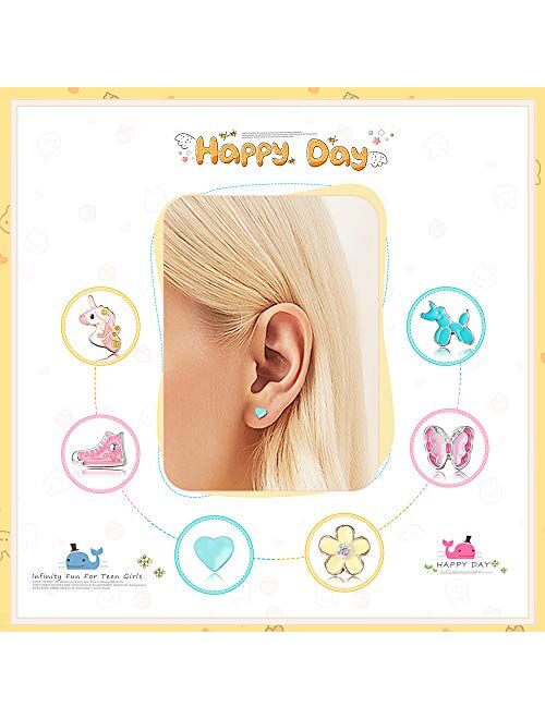 Hanpabum 40Pairs Stainless Steel Stud Earrings for Women Unicorn Candy Little Girls Cute Hypoallergenic Earrings Set