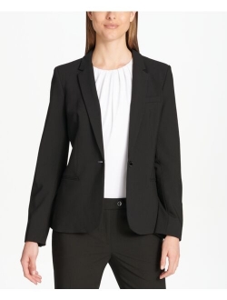 Women Solid Full Sleeves One-Button Blazer