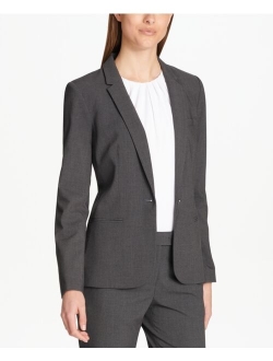 Women Solid Full Sleeves One-Button Blazer