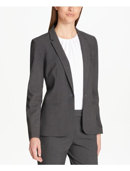 Calvin Klein Women Solid Full Sleeves One-Button Blazer