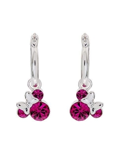 Minnie Mouse Birthstone Jewelry for Women and Girls, Minnie Mouse Crystal Hoop Earrings