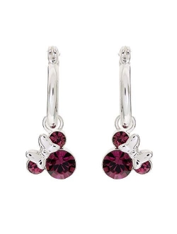 Minnie Mouse Birthstone Jewelry for Women and Girls, Minnie Mouse Crystal Hoop Earrings