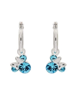 Minnie Mouse Birthstone Jewelry for Women and Girls, Minnie Mouse Crystal Hoop Earrings