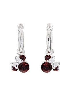 Minnie Mouse Birthstone Jewelry for Women and Girls, Minnie Mouse Crystal Hoop Earrings