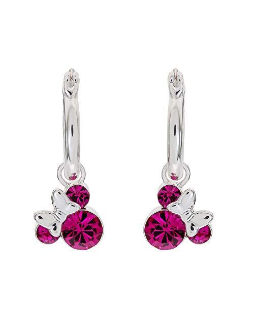 Disney Minnie Mouse Birthstone Jewelry for Women and Girls, Minnie Mouse Crystal Hoop Earrings