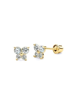 The World Jewelry Center 14k Yellow Gold Butterfly Stud Earrings with Screw Back- 12 Different Color Available