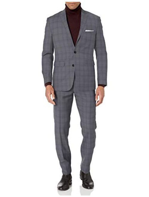 Vince Camuto Men's Two Button Slim Fit Glen Plaid Suit