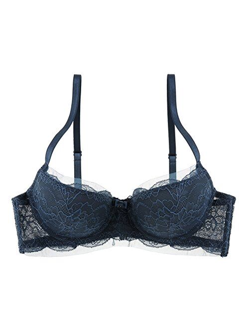 Undies.com Women's Classic Mesh and Lace Balconette Everyday Bra