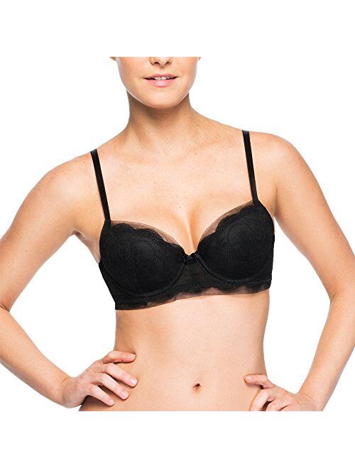 Undies.com Women's Classic Mesh and Lace Balconette Everyday Bra