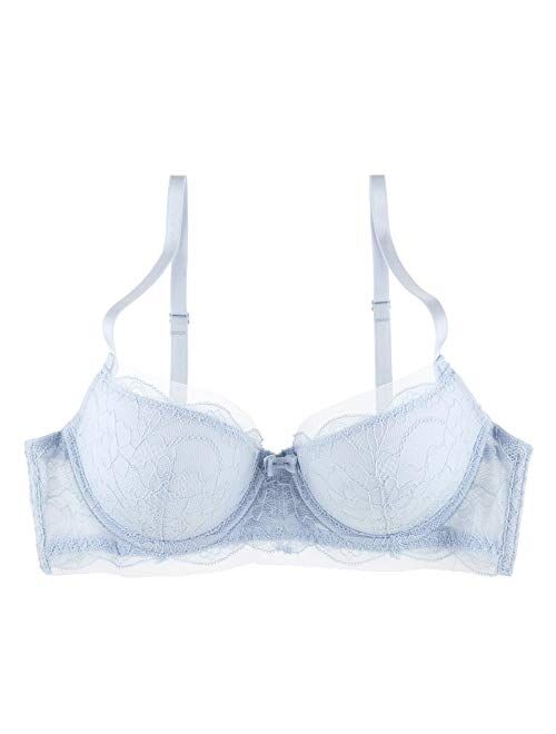 Undies.com Women's Classic Mesh and Lace Balconette Everyday Bra