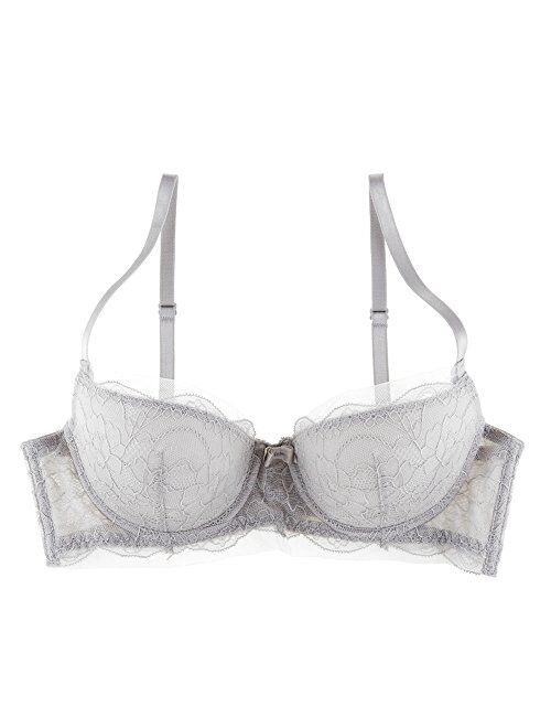 Undies.com Women's Classic Mesh and Lace Balconette Everyday Bra