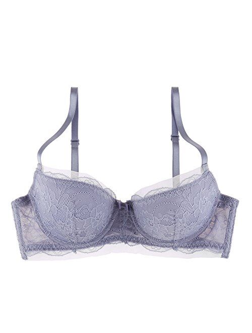 Undies.com Women's Classic Mesh and Lace Balconette Everyday Bra