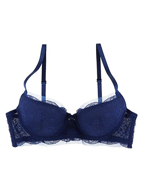 Undies.com Women's Classic Mesh and Lace Balconette Everyday Bra