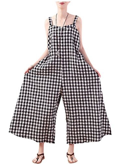 Zoulee Women's Sleeveless Harem Jumpsuits Wide Leg Overalls