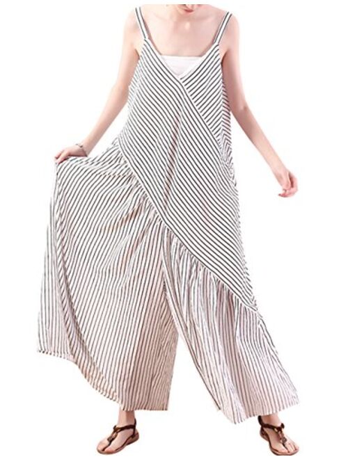 Zoulee Women's Sleeveless Harem Jumpsuits Wide Leg Overalls