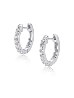 Jewlpire 925 Sterling Silver Huggie Hoop Earrings for Women Girls - 18K Gold Plated Diamond Cut AAAAA+ CZ Sparkle Hoop Earrings Cuff Stud, Hypoallergenic Girls Cartilage 