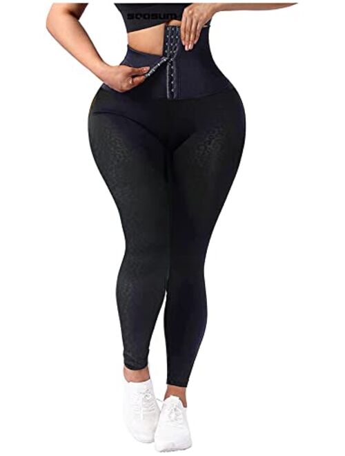 SEASUM Women's High Waist Cincher Pants Tummy Control Waist Trainer Corset Leggings Hourglass Body Shaper