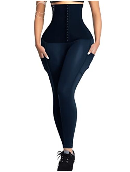 SEASUM Women's High Waist Cincher Pants Tummy Control Waist Trainer Corset Leggings Hourglass Body Shaper