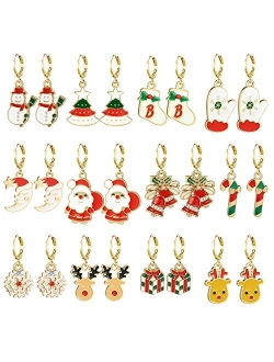 16 Pairs Girls Hypoallergenic Huggie Hoop Earrings with Charm Cute Small Dangle Hoop Earrings Set