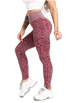 Women High Waisted Yoga Pants Seamless Stretch Workout Leggings Butt Lift Tummy Control