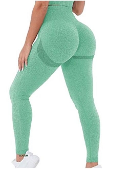 Women High Waisted Yoga Pants Seamless Stretch Workout Leggings Butt Lift Tummy Control