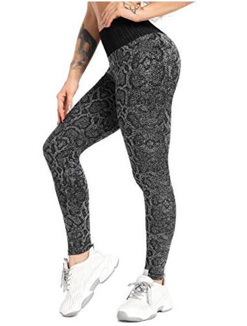 Seasum Women High Waisted Yoga Pants Seamless Stretch Workout Leggings Butt Lift Tummy Control