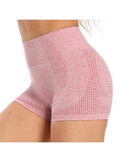 Women's Seamless Yoga Shorts High Waist Tummy Control Workout Yoga Gym Shorts Compression Hot Pants