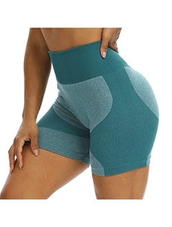 Women's Seamless Yoga Shorts High Waist Tummy Control Workout Yoga Gym Shorts Compression Hot Pants