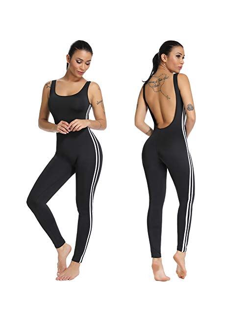 Women Bodysuit Romper Jumpsuits One Piece Body full Suit Strap Tank with  Long Pants Leggings Bodycon Sexy Tight Playsuit