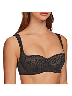 MELENECA Women's Balconette Bra with Padded Strap Half Cup Underwire Sexy Lace