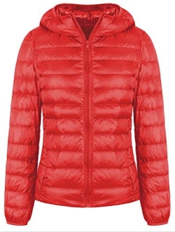 Women's Hooded Packable Ultra Light Weight Short Down Jacket Parka Insulated Coat