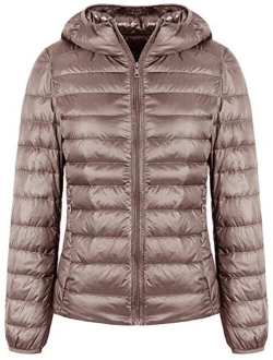 Women's Hooded Packable Ultra Light Weight Short Down Jacket Parka Insulated Coat