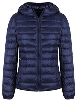 Women's Hooded Packable Ultra Light Weight Short Down Jacket Parka Insulated Coat