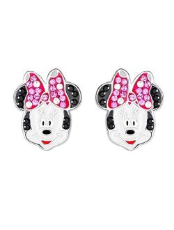 Minnie Mouse Crystal Bow Sterling Silver Stud Earrings