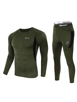 EXEKE Men's Thermal Underwear Set Fleece Lined Long Johns Warm Athletic Base Layer Top & Bottom