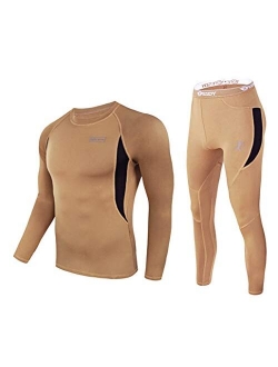 EXEKE Men's Thermal Underwear Set Fleece Lined Long Johns Warm Athletic Base Layer Top & Bottom