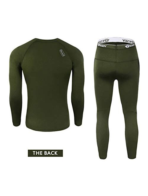 EXEKE Men's Thermal Underwear Set Fleece Lined Long Johns Warm Athletic Base Layer Top & Bottom