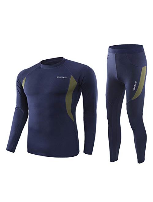 EXEKE Men's Thermal Underwear Set Fleece Lined Long Johns Warm Athletic Base Layer Top & Bottom