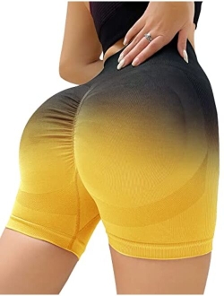 Women Seamless Yoga Shorts Workout High Waisted Butt Contour Tummy Control