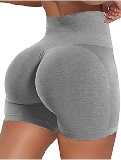 Women Seamless Yoga Shorts Workout High Waisted Butt Contour Tummy Control