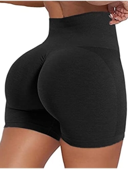 Women Seamless Yoga Shorts Workout High Waisted Butt Contour Tummy Control
