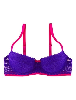 Undies.com Women's Geometric Lace Blushing Balconette Push Up Bra