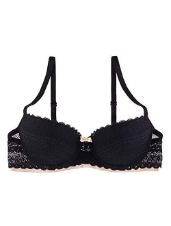 Undies.com Women's Geometric Lace Blushing Balconette Push Up Bra