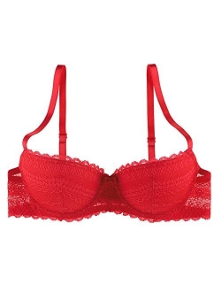 Undies.com Women's Geometric Lace Blushing Balconette Push Up Bra